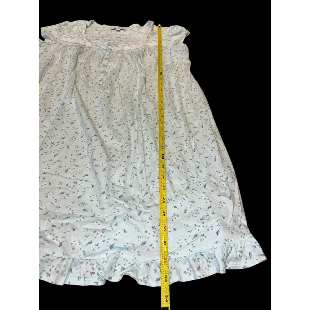 Eileen West Nightgown Floral Cap‎ Sleeve Cotton Jersey Ballet Sz L Mint Green - Picture 7 of 7